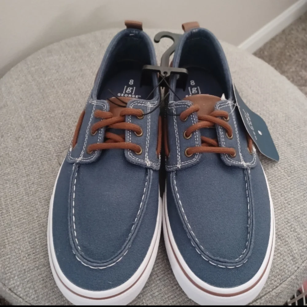 George Navy Canvas Boat Shoes Men's Sz 8